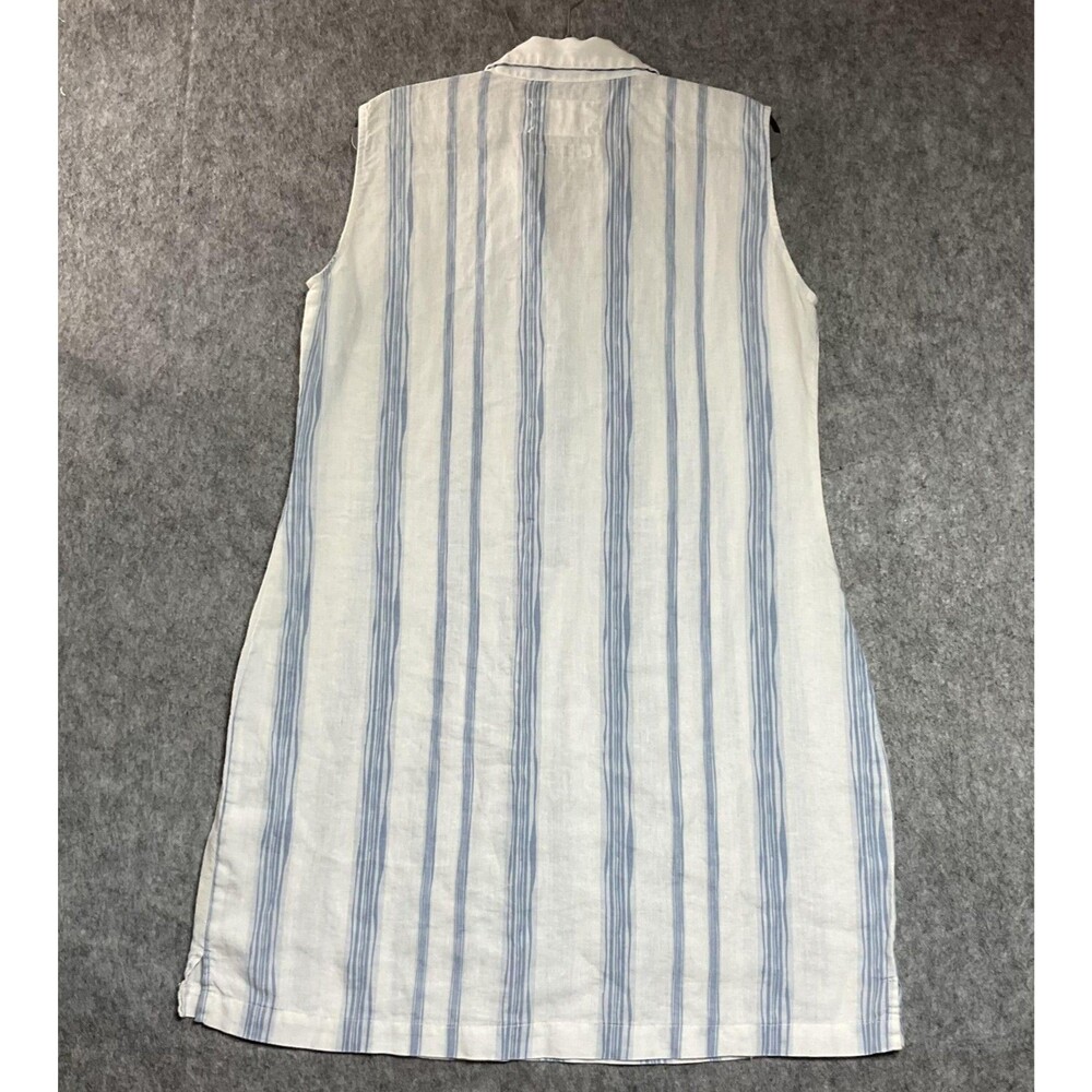 Malvin Shirt Dress Womens XL Blue White Striped Linen Blend Sleeveless Resort - Picture 5 of 12